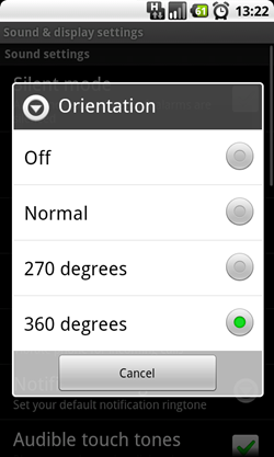 orientation settings