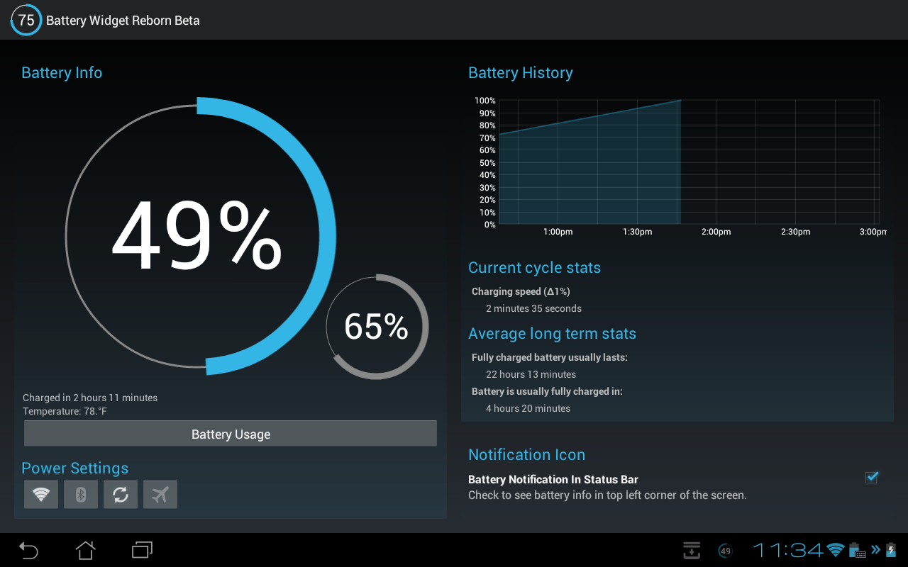 Battery widget reborn как настроить