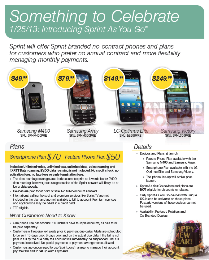 Sprint Will Begin Pay As You Go Service On January 25th, But Standard