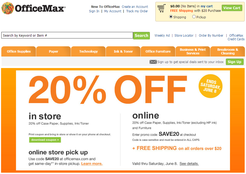 [Deal Alert] OfficeMax Retail Stores Offering 20 Off With Code Or