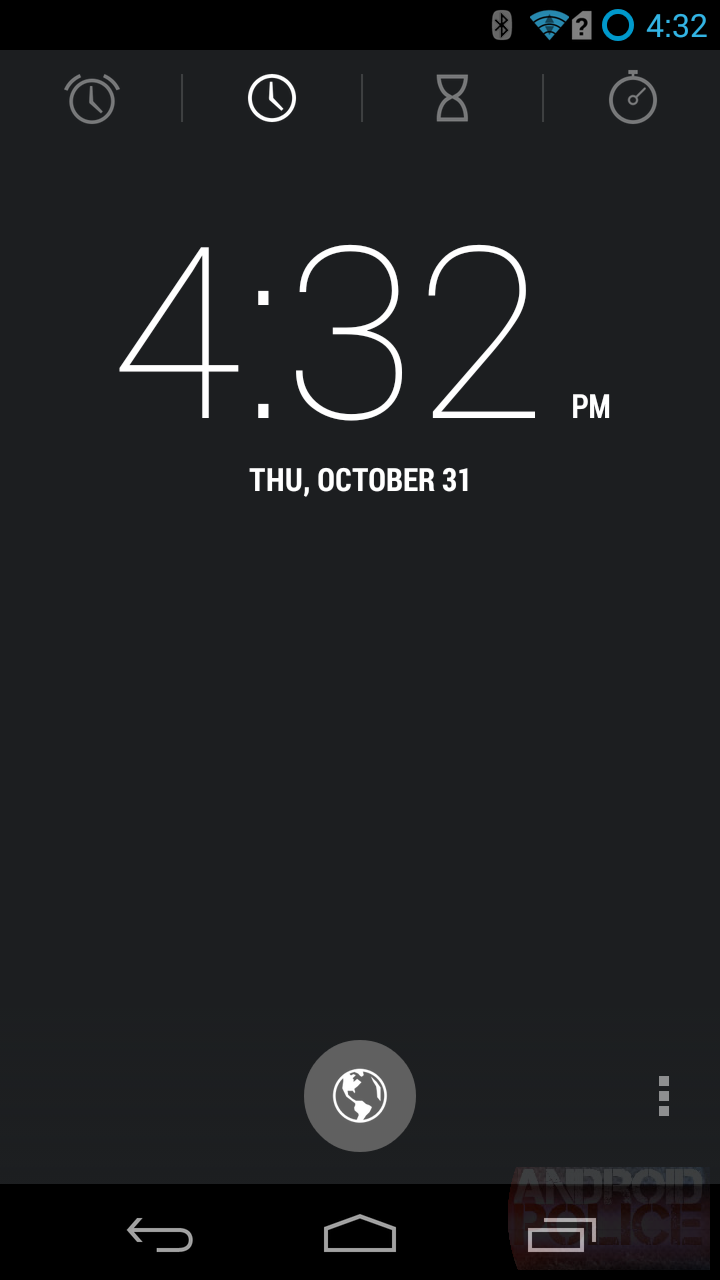 APK Download Android 4.4 Clock/Alarm/Timer/Stopwatch App With Fixed Font, Four Tabs, New Time