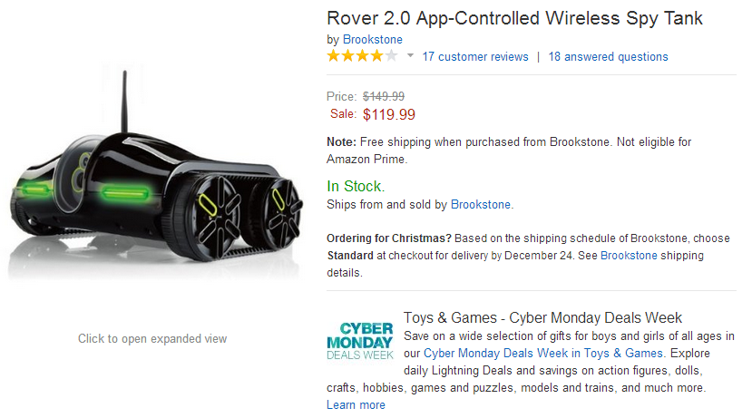 Deal Alert Rover 2.0 App Controlled Wireless Spy Tank On Sale For