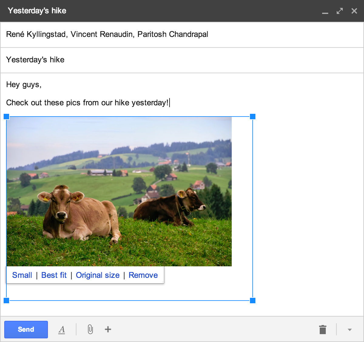 insert google photo video into gmail email