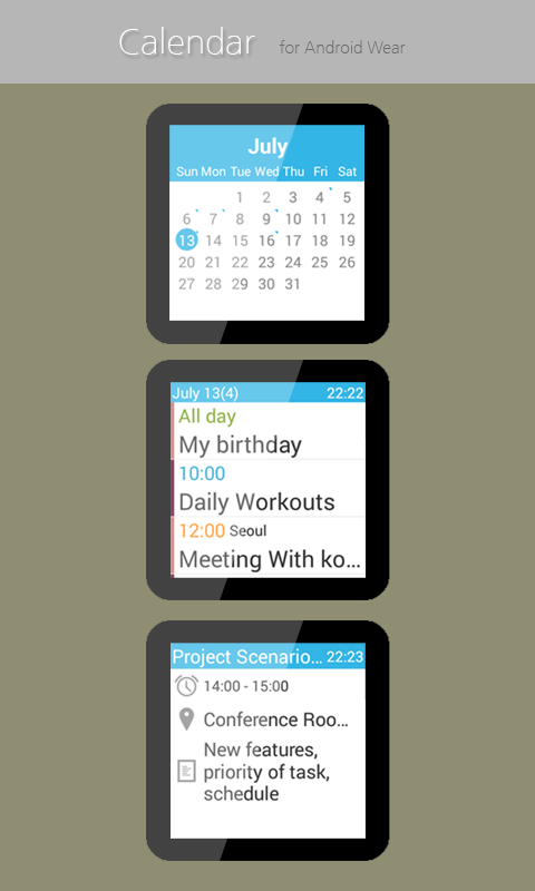 Calendar for best sale android wear