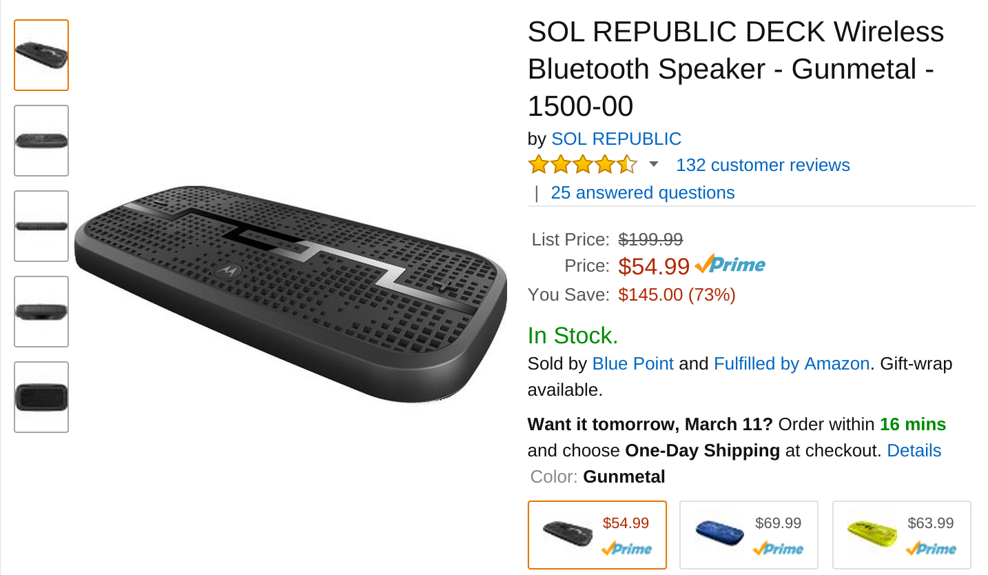 Sol Republic Deck Bluetooth Speaker 