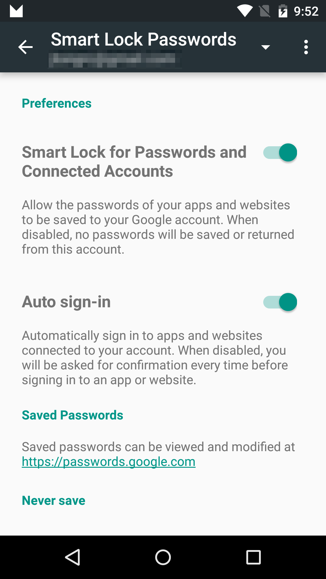 google smart lock passwords