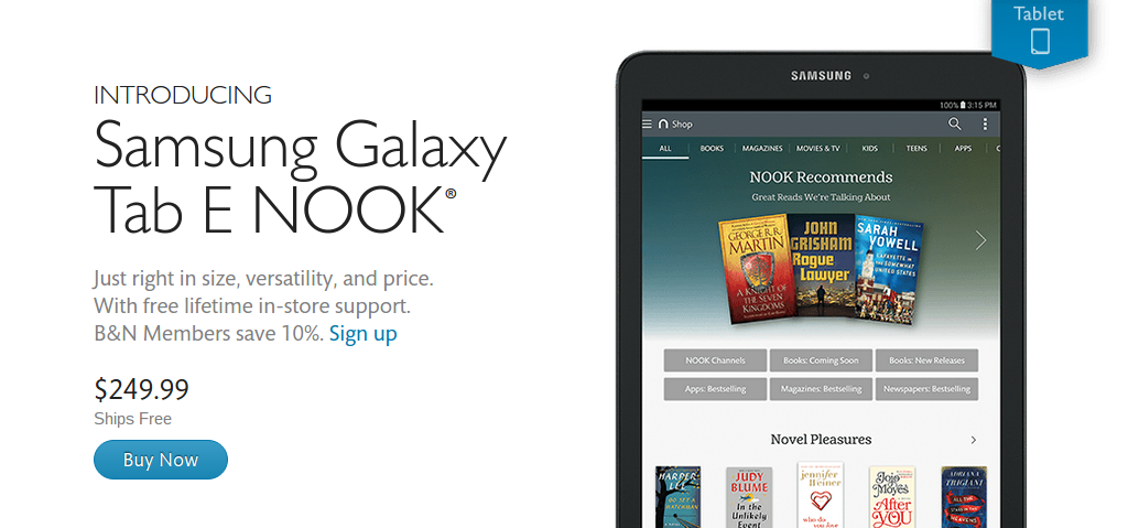 samsung galaxy tab e nook 9.6