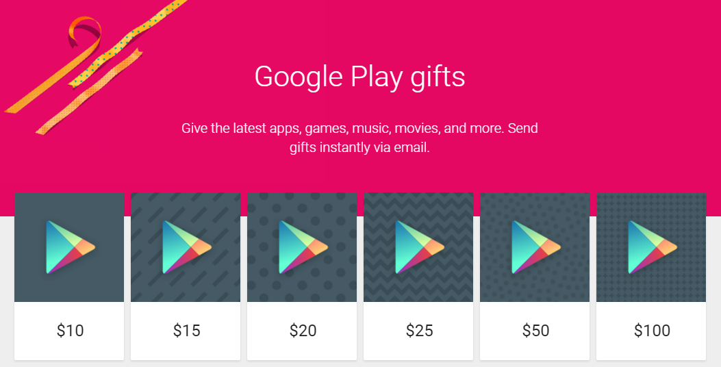 Google Play gift card - give the gift of games, apps and more (US Only)