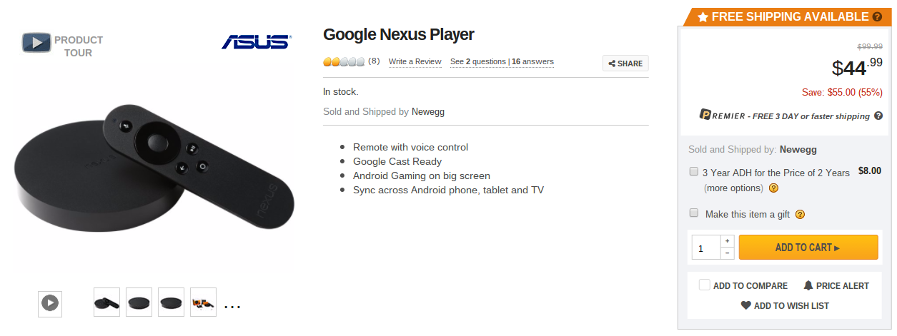  Deal Alert Nexus Player Just 40 At Newegg After 5 Visa Checkout Coupon