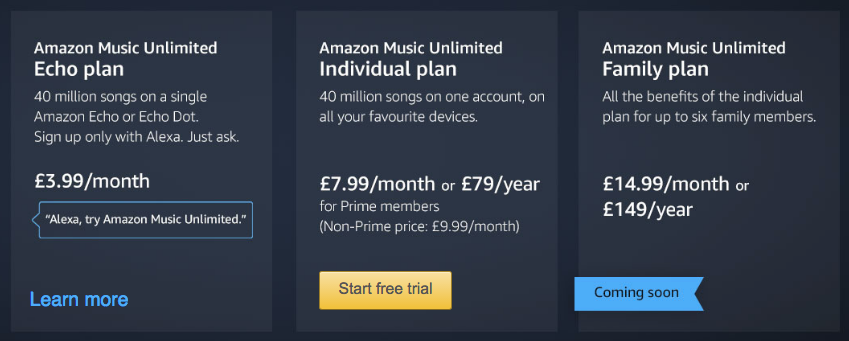 Amazon music plan echo online