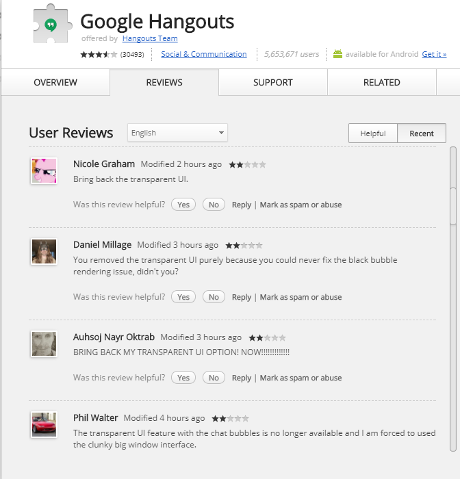 [Update And it's back] Google has disabled the transparent UI for