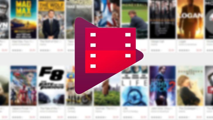Google Play Movies and TV logo with apps, games, and entertainment in the background