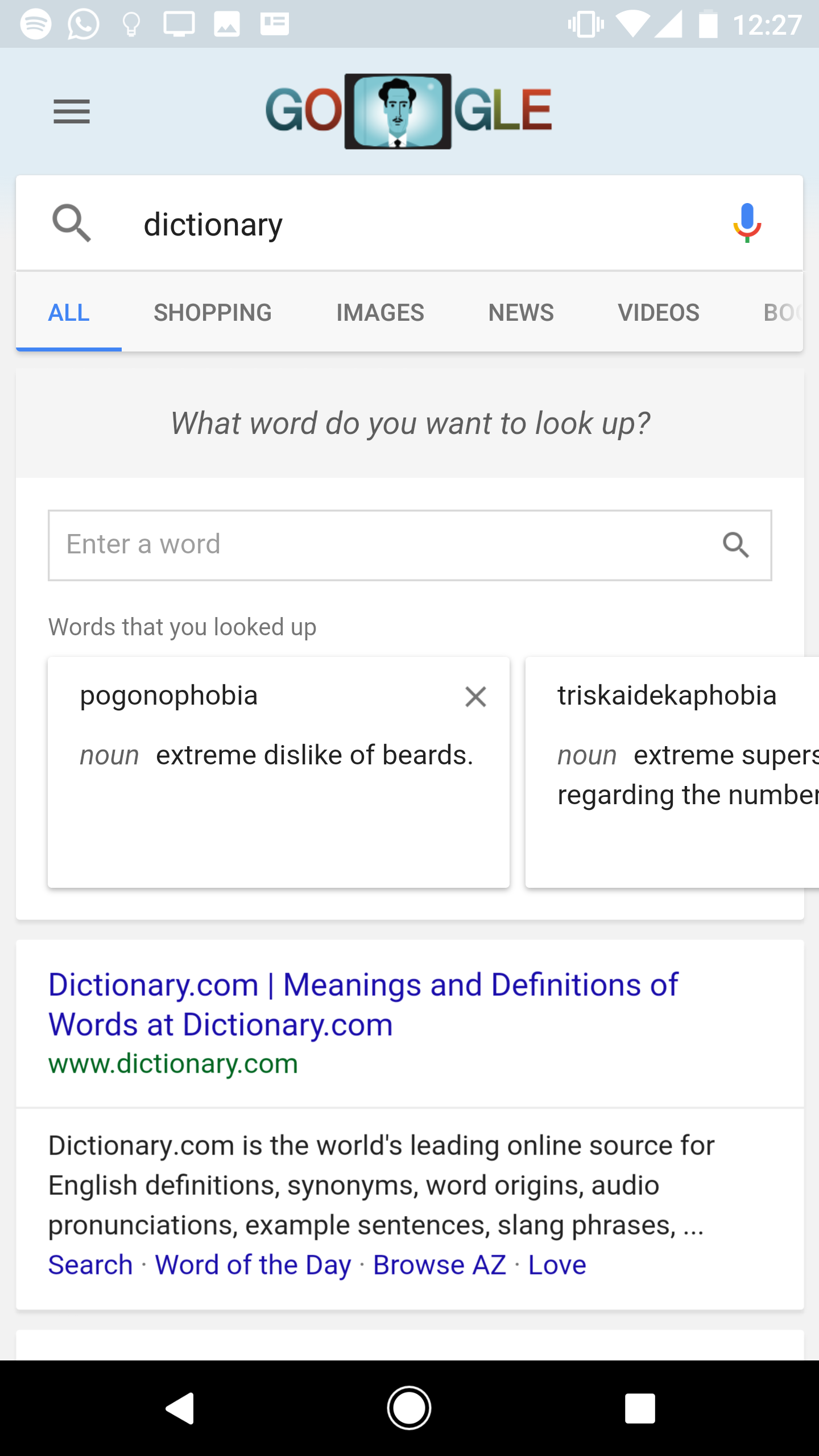 Google Search upgrades its dictionary card with a separate search box