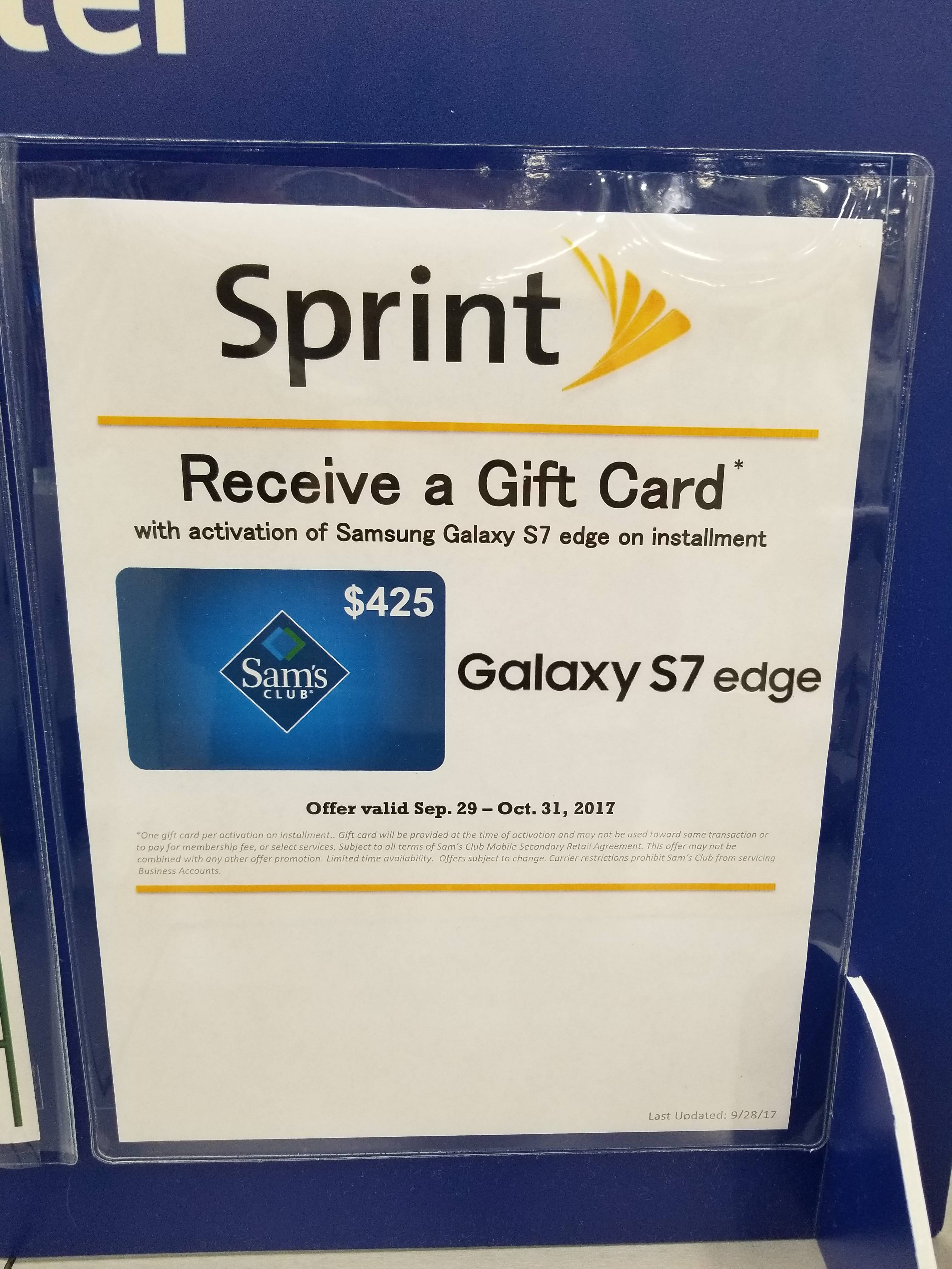 Deal Alert] Get a Sprint Galaxy S7 edge from Sam's Club for ...