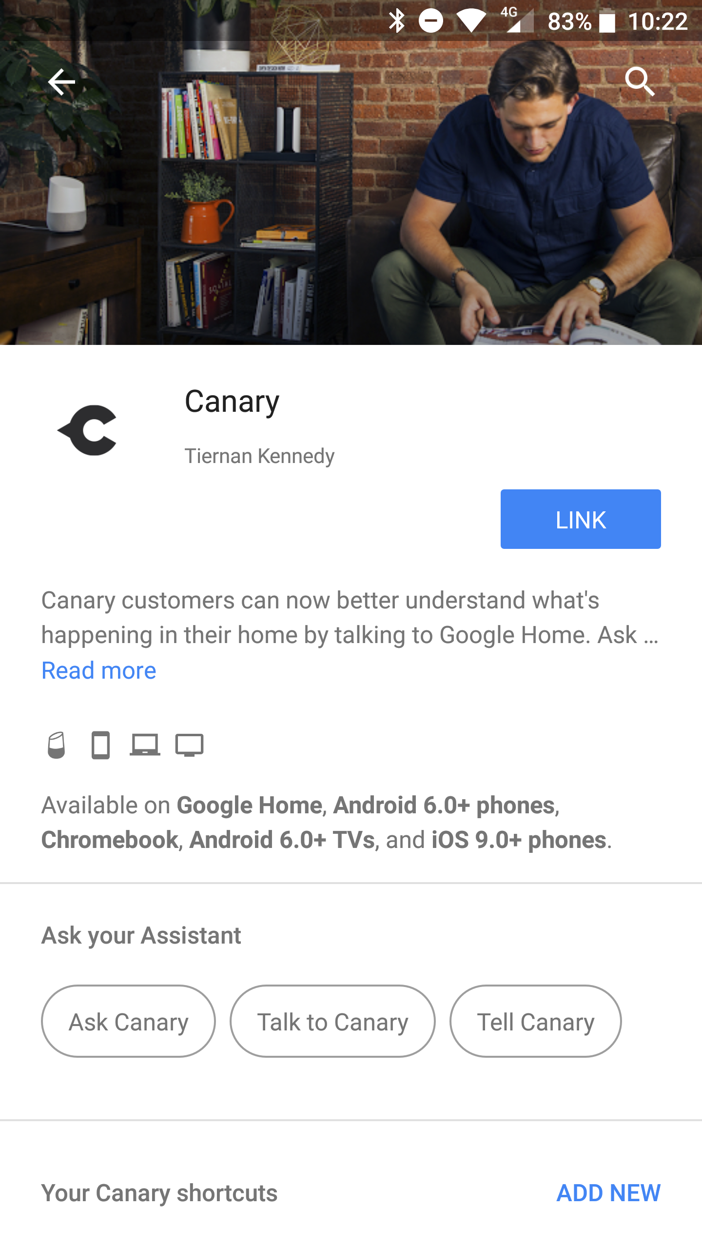 Canary hot sale google assistant