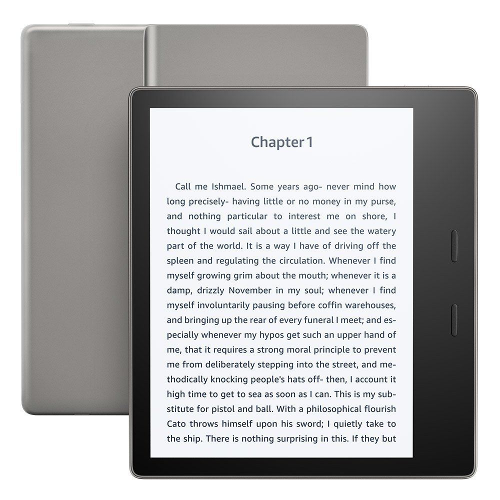 Kindle Oasis, front and back views