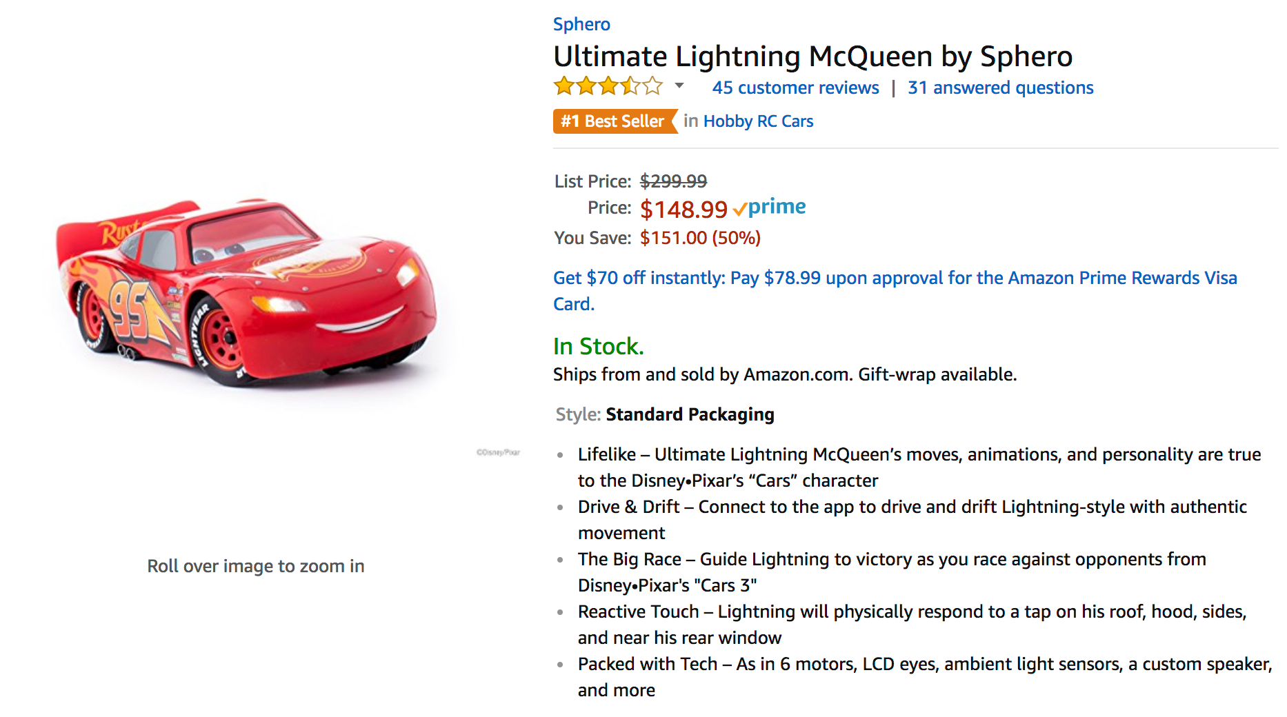 Deal Alert] Ultimate Lightning McQueen by Sphero is $ (50% off) on  Amazon