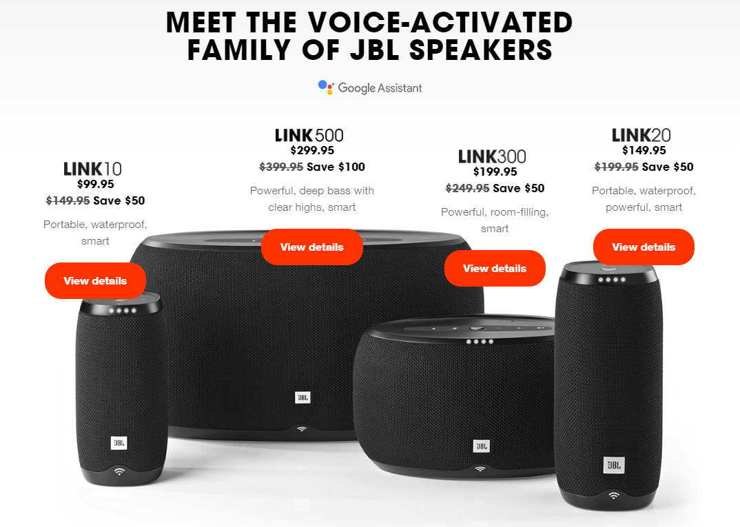 Deal Alert] $100 on the JBL Link 500, $20 on the JBL Playlist price yet), and $50 on the Link 10, 20, and 300