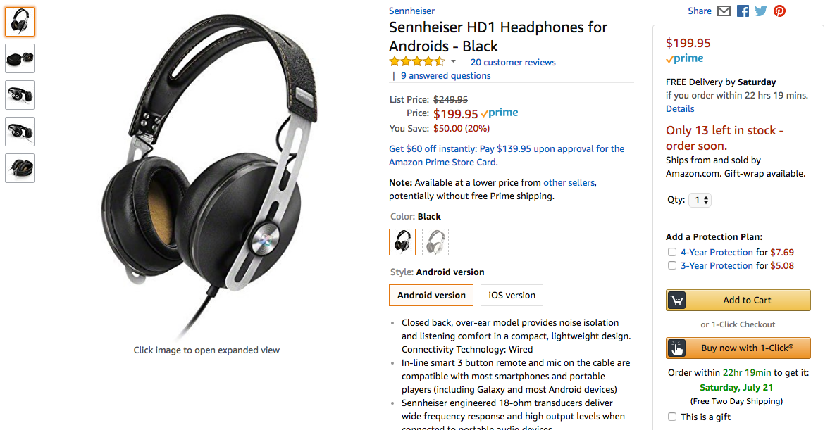 Sennheiser discount hd1 wired