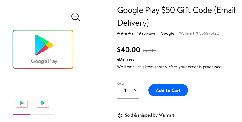 Get A 50 Google Play Gift Code For 40 From Walmart Get A 50 Google Play Gift Code For 40 From Walmart