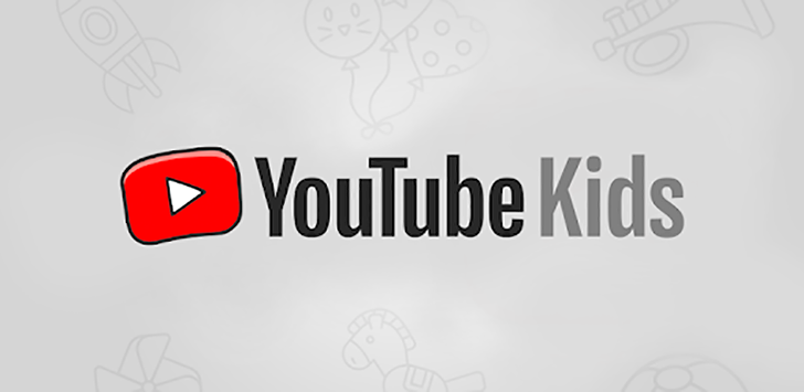 The YouTube Kids logo is displayed against a grey background