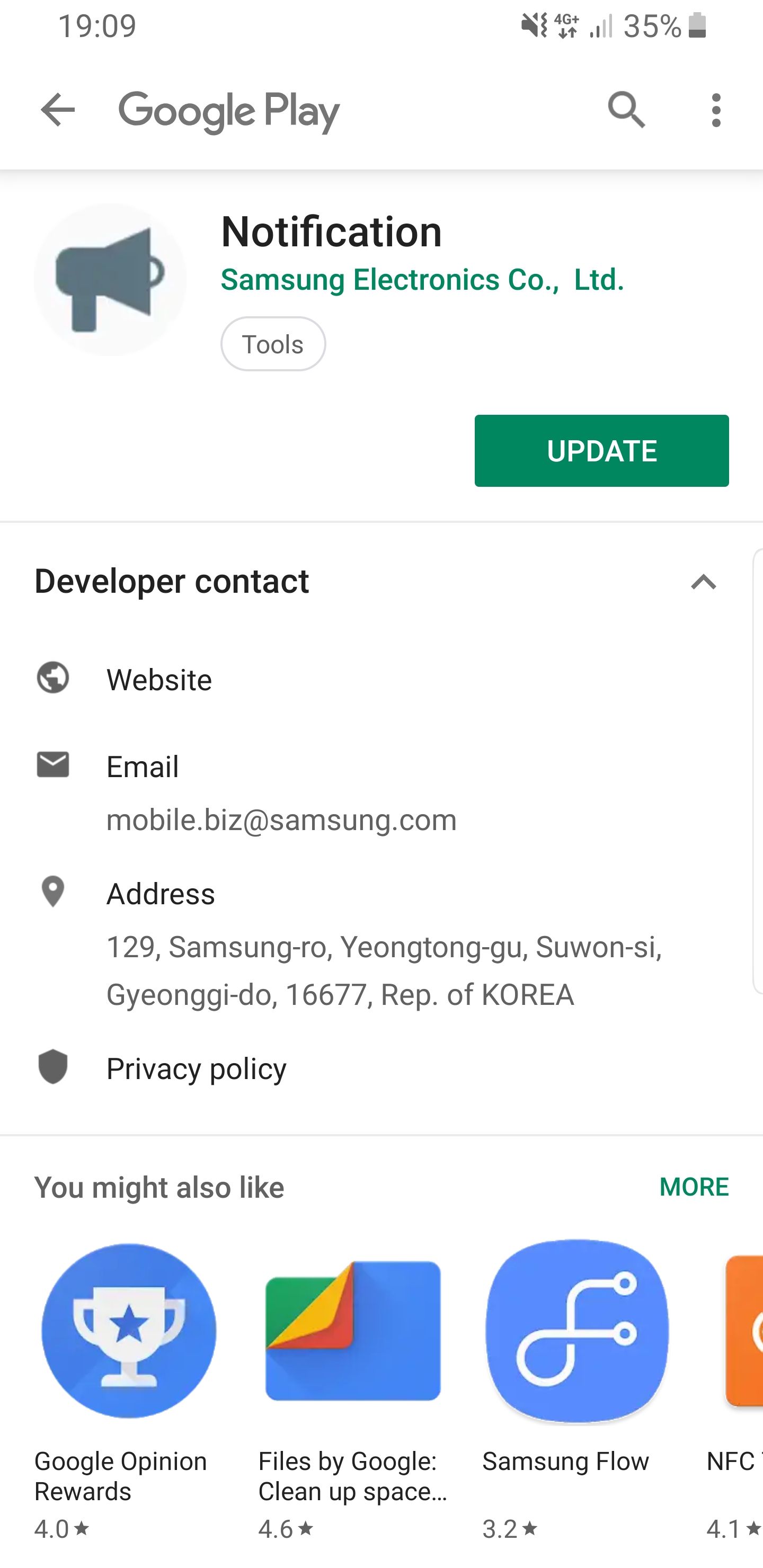 No, the Samsung Notification app update is not dangerous