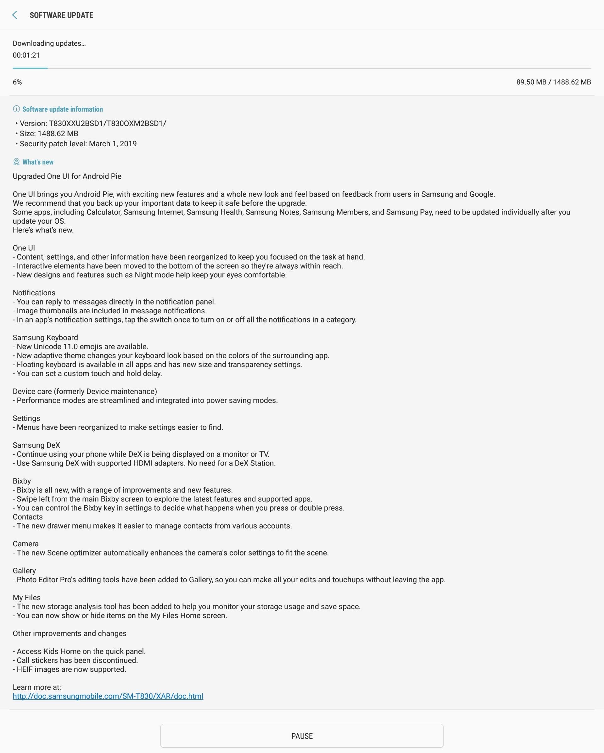 samsung tab s4 pie
