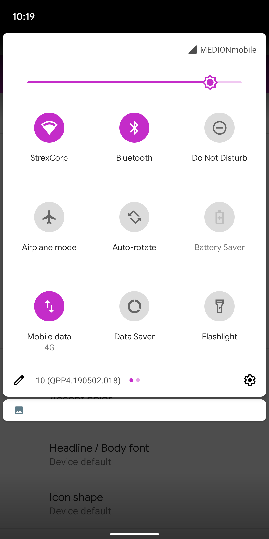 [Update More colors] Android Q developer options include accent color, font, and icon shape