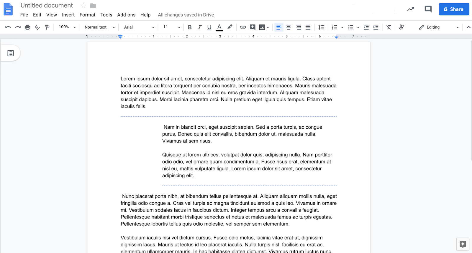 how to change margins on one page in google docs