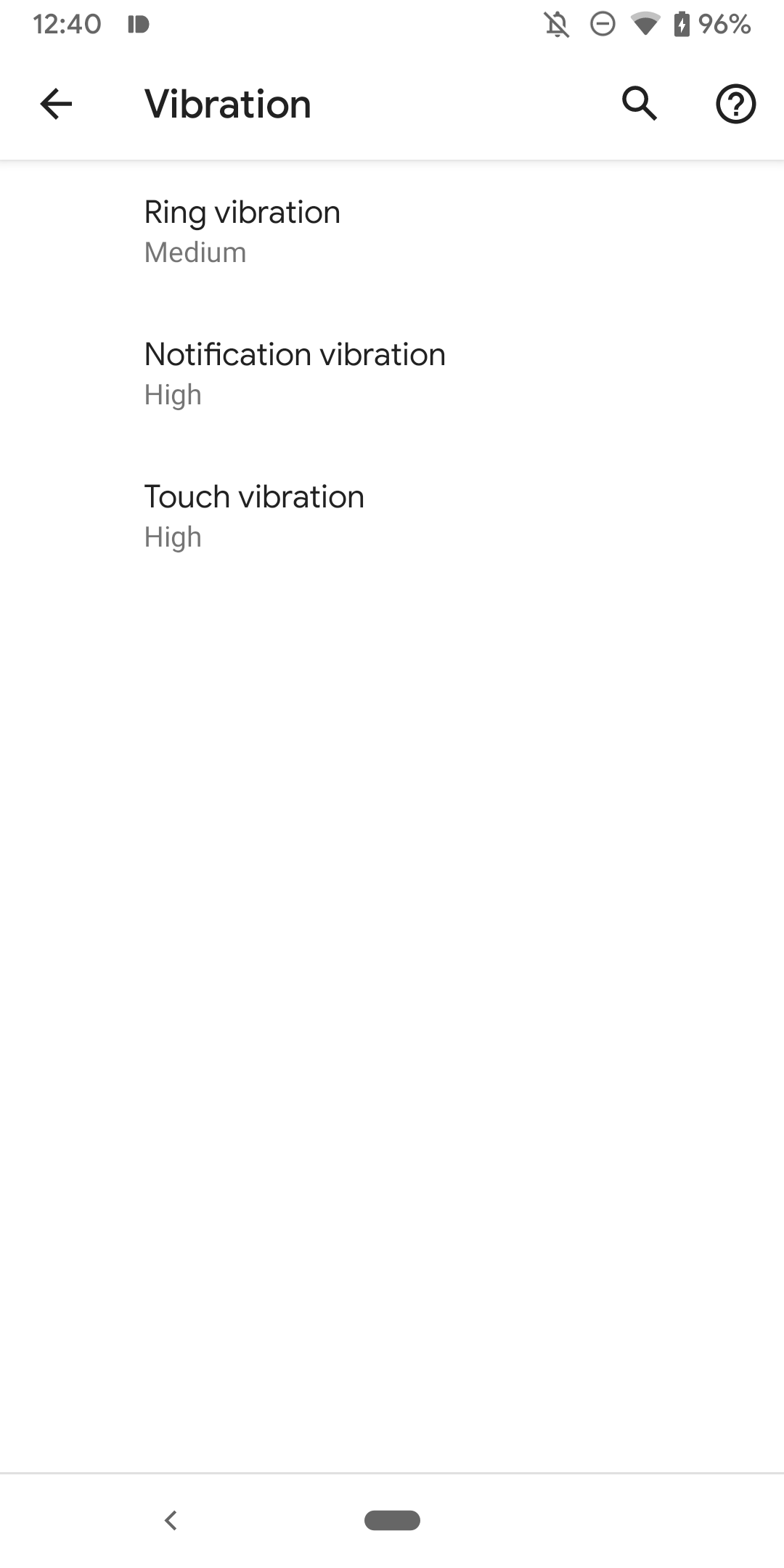 You can separately control vibration intensity for rings and