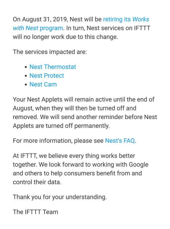 Nest hot sale secure ifttt