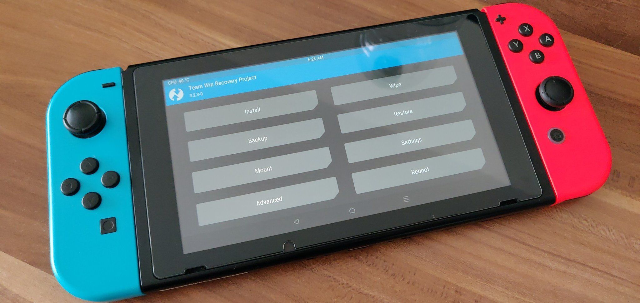 Nintendo Switch showing use of TWRP