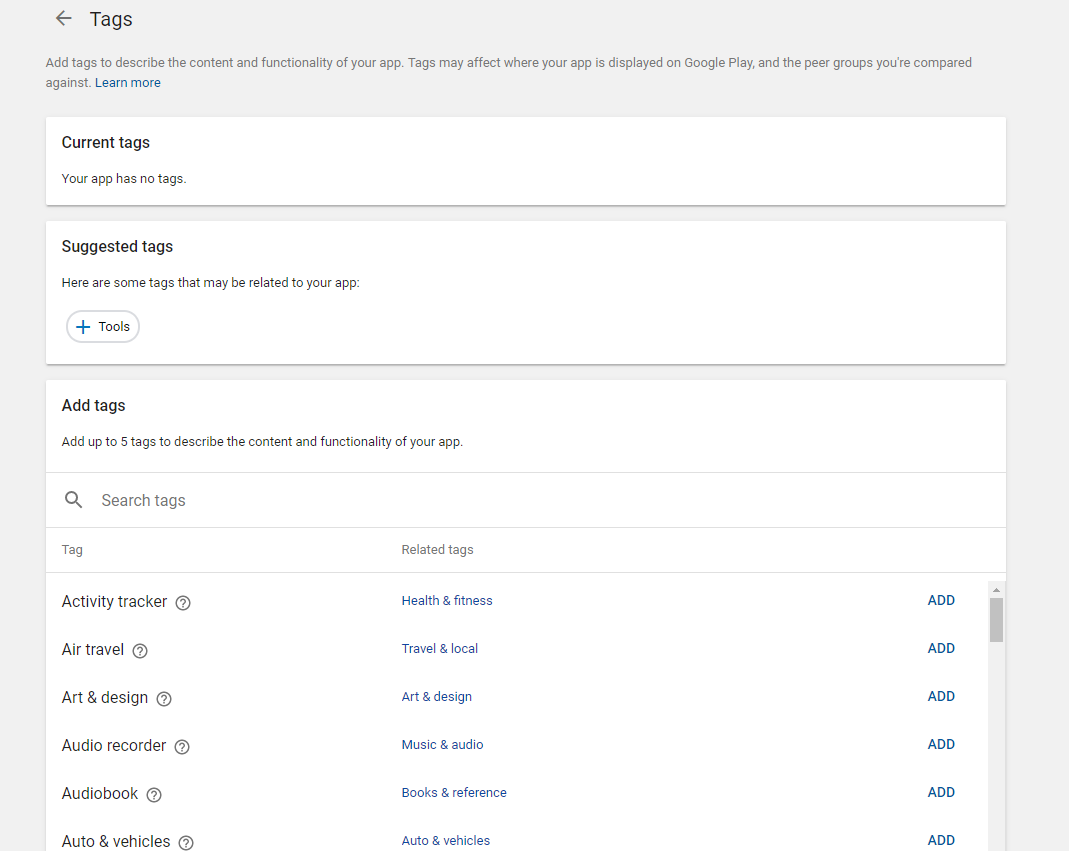 Play Store developers can now tag apps with keywords to help discovery