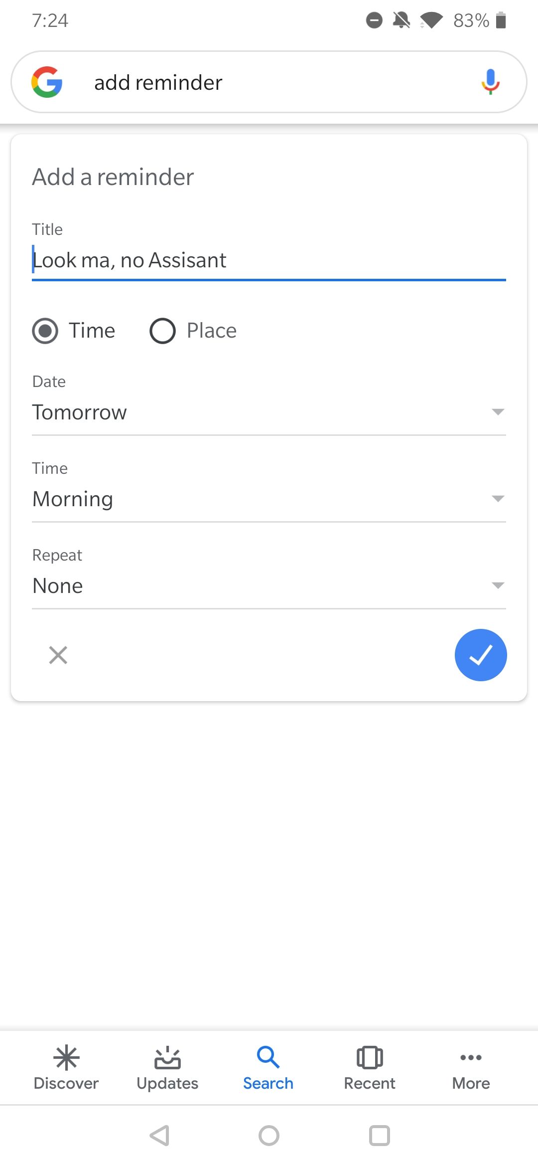 [Update Google clarifies] Google is forcing reminders to go through