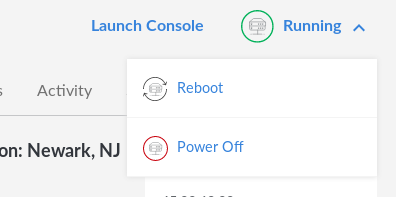 An example of the reboot button to restart a VPN server via the Linode dashboard 