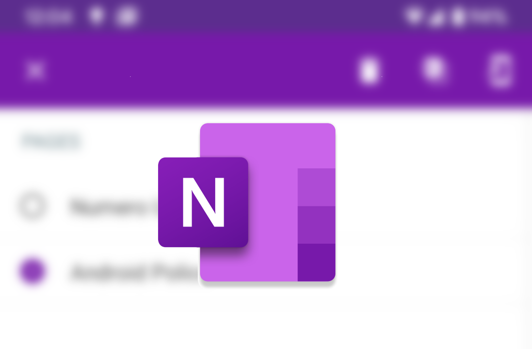 The OneNote icon on top of a blurred image of the OneNote screen