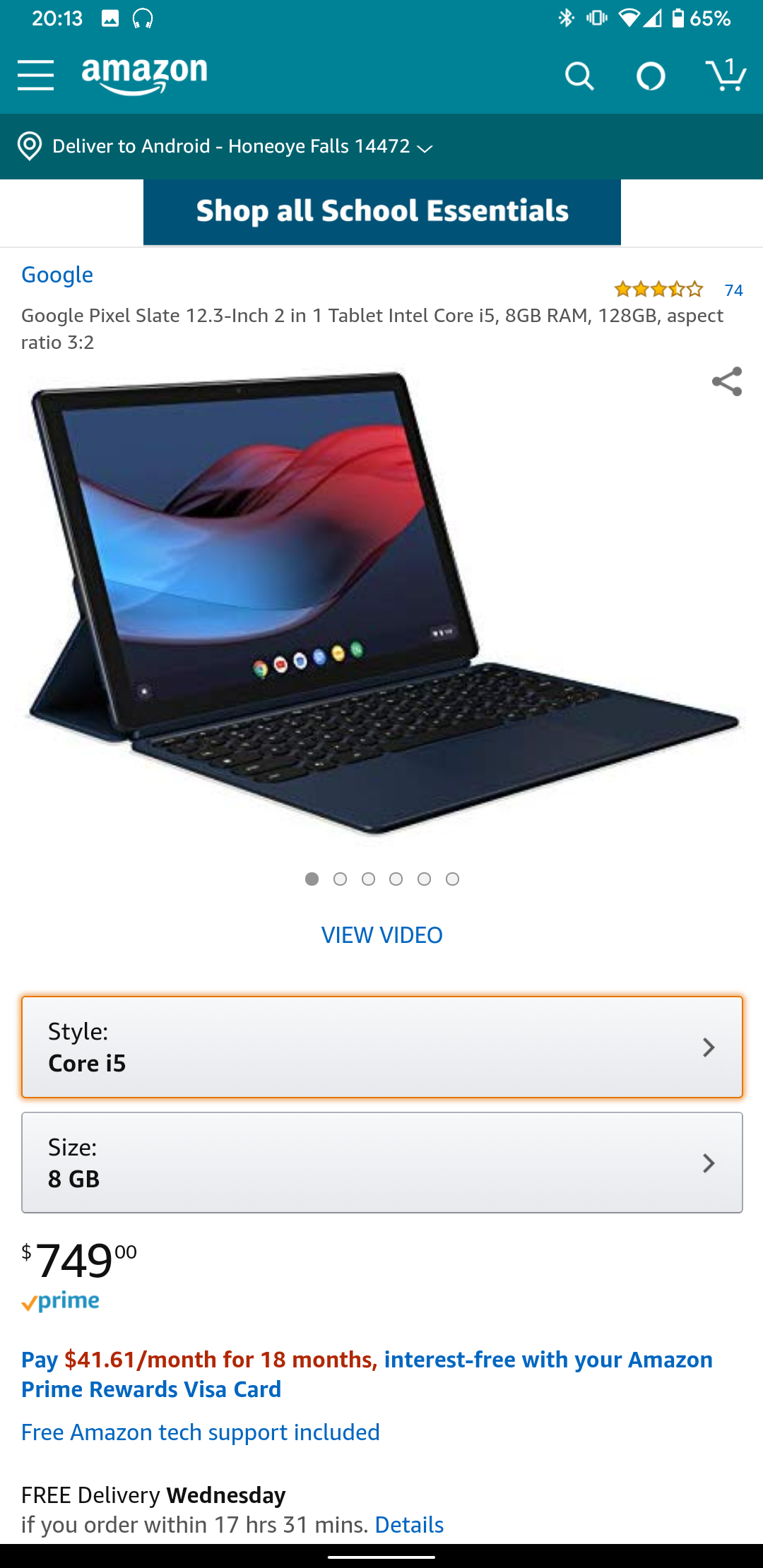 Google Pixel Slate 12.3-Inch 2 in 1 Tablet Intel Core m3, 8GB RAM, 64GB,  Aspect Ratio 3:2