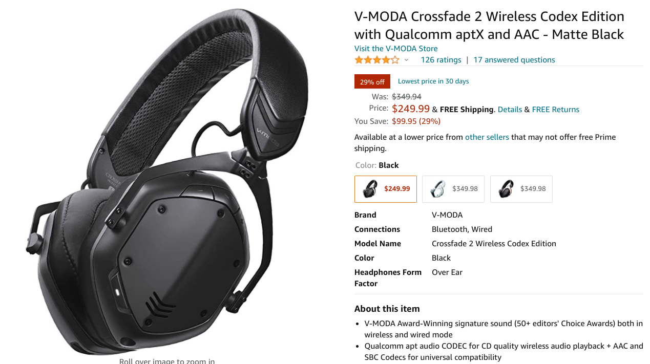 hold etage stang V-MODA Crossfade 2 Wireless Codex Edition headphones are $250 ($100 off) on  Amazon