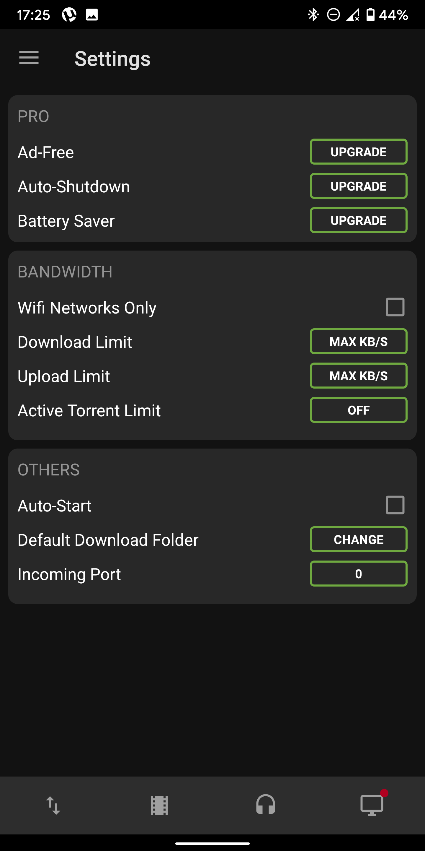 uTorrent updated with dark mode and bottom-tab navigation