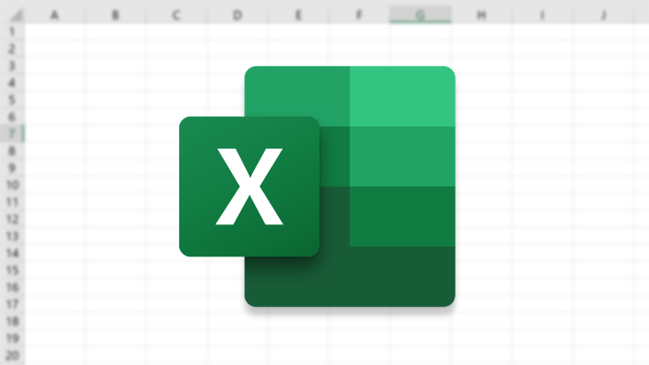 Stylized image with the Excel logo on top of a blurred Excel spreadsheet