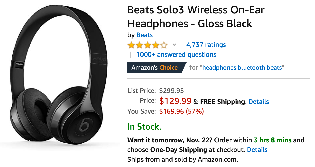 Save up to 57 on Beats Solo3 wireless on ear headphones at Amazon