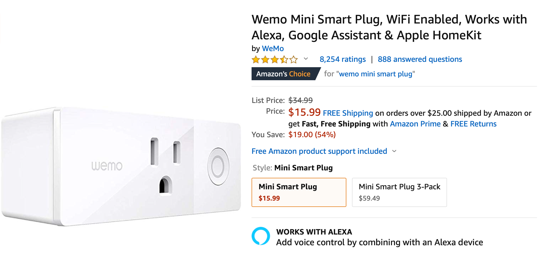Wemo Mini Smart Plug hits an alltime low of 16 (19 off) on Amazon