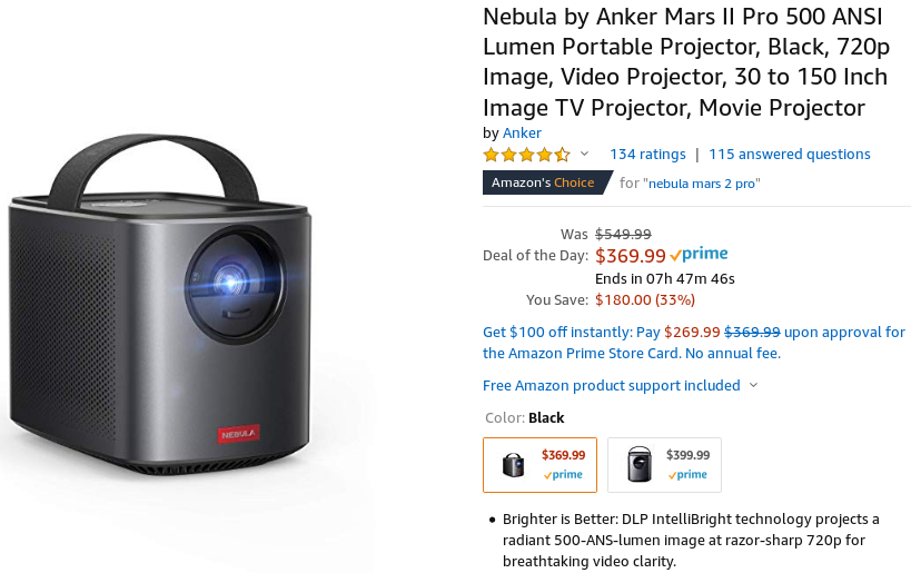 Proyector Nebula Mars 2 Pro