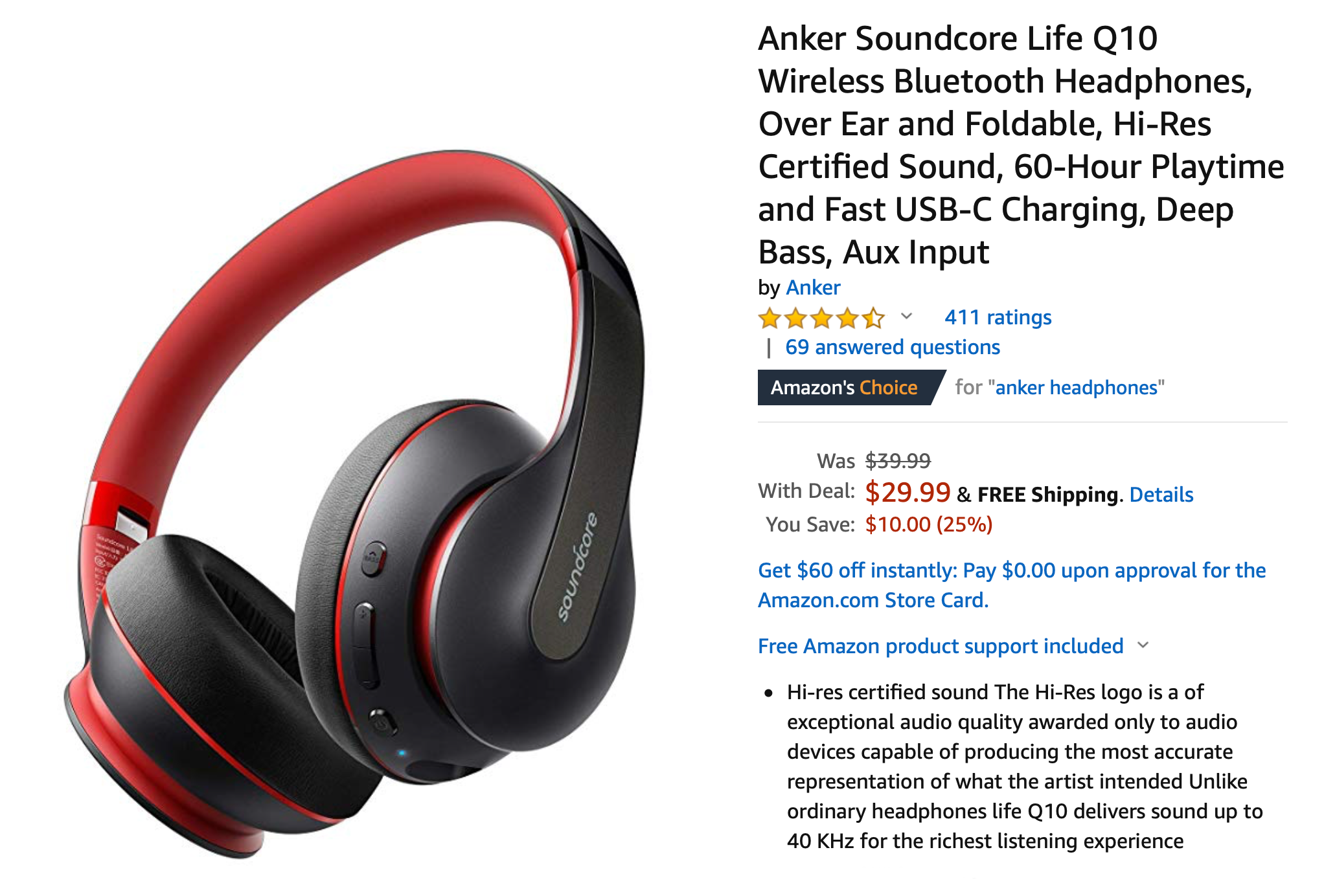 Grab these Anker Bluetooth over-ear headphones with USB-C charging for ...