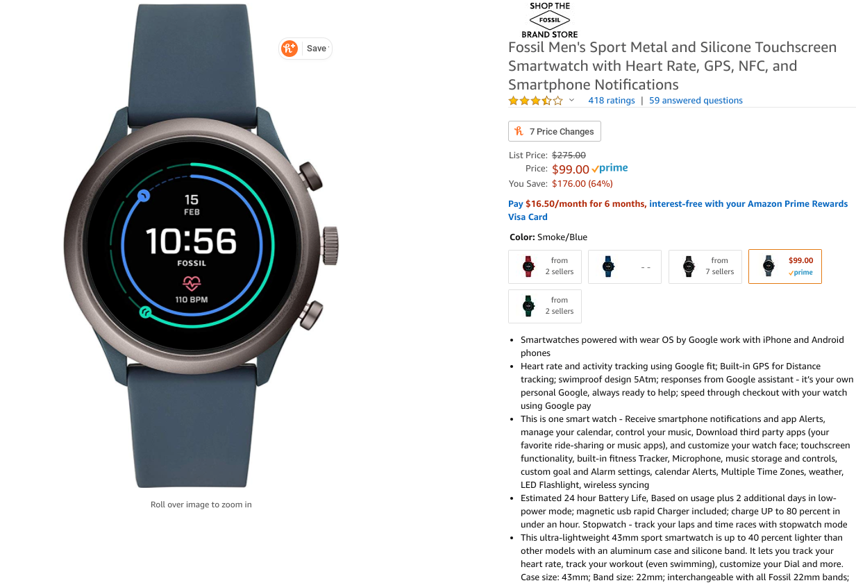 Amazon fossil outlet sport