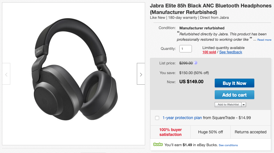 Jabra elite 2025 85h refurbished