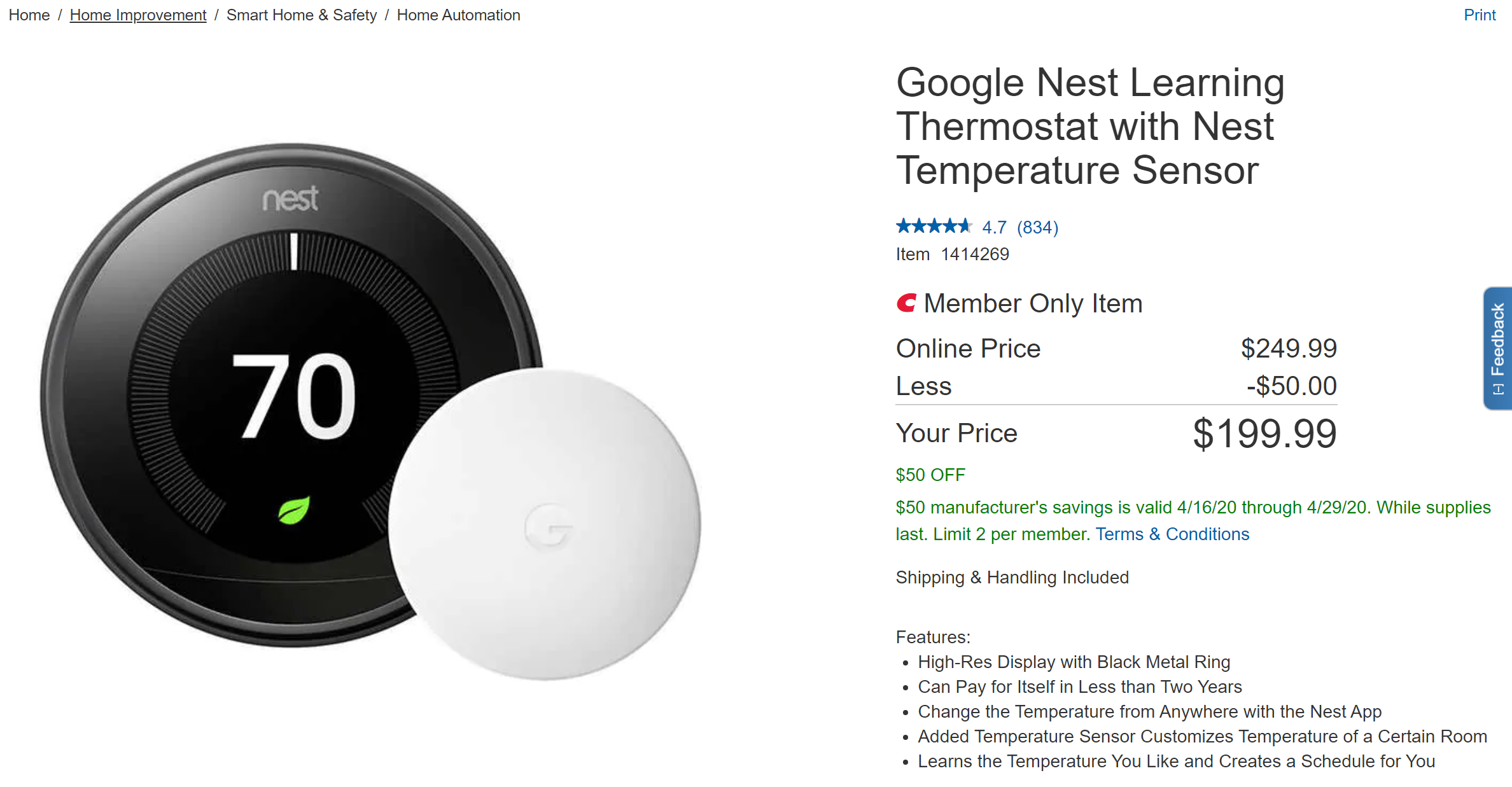 Guard your deliveries with a Nest Hello doorbell, only 180 for Costco