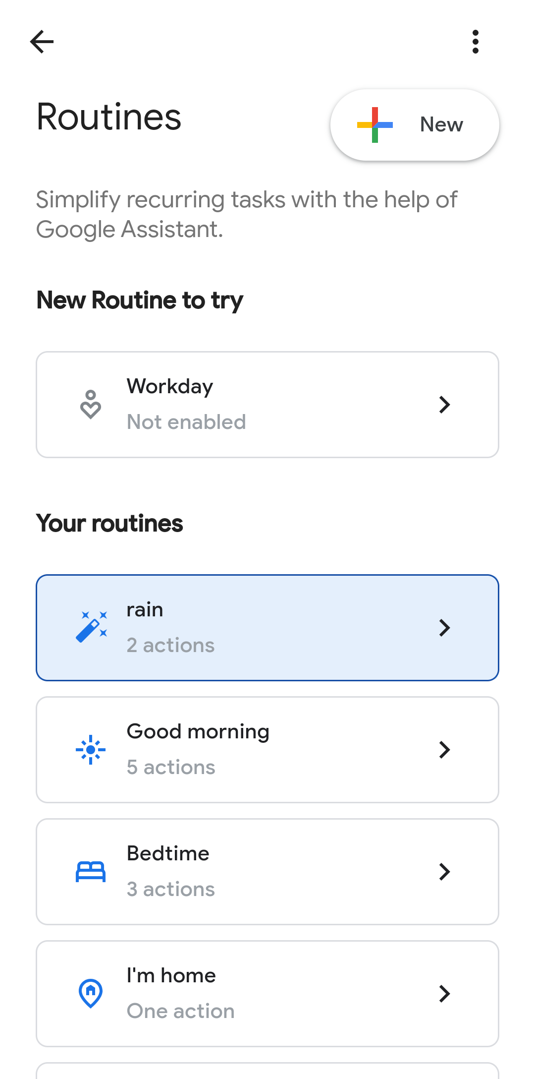 Screenshot shows the Routines settings options in the Google Home app.
