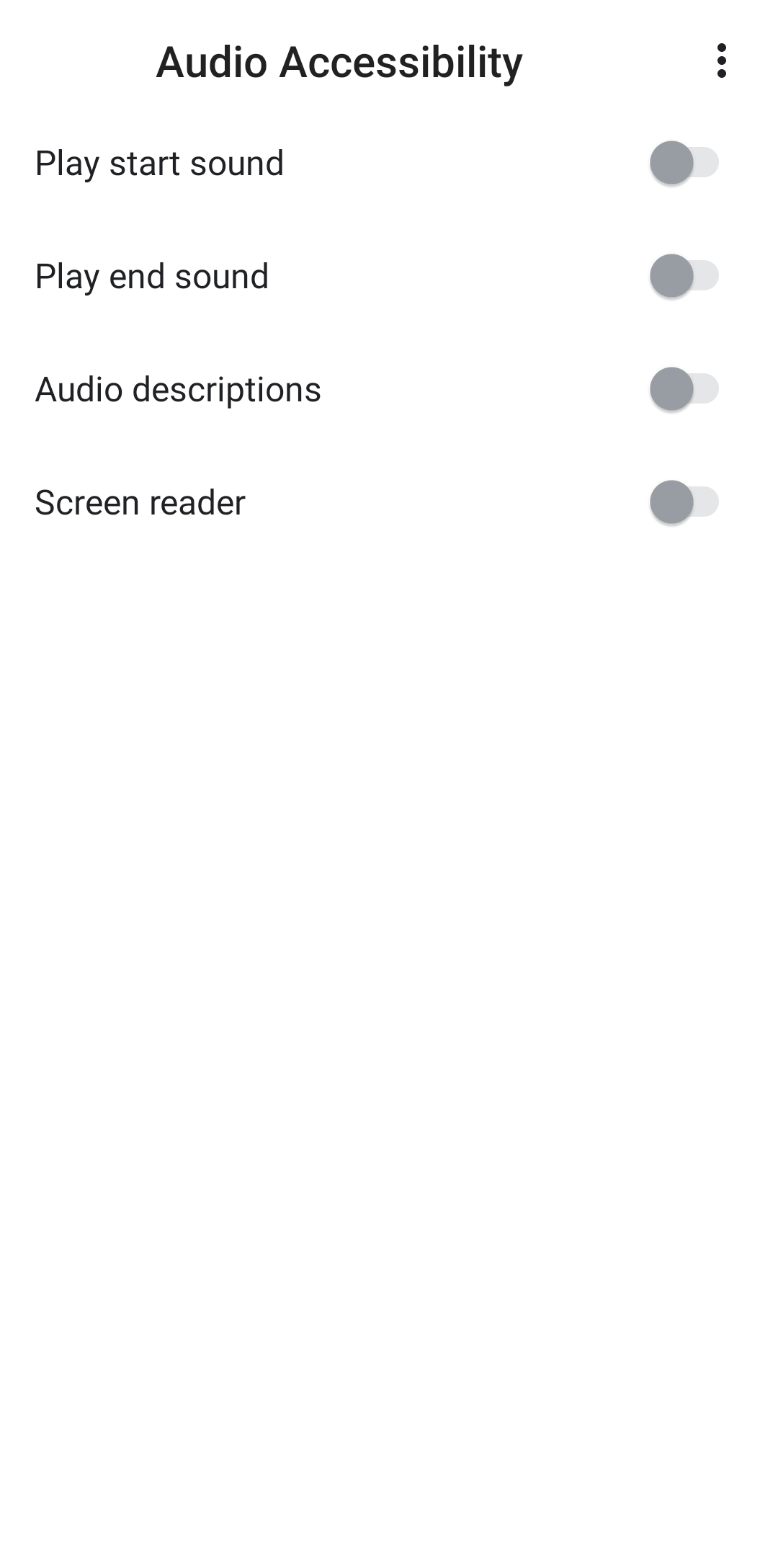 Screenshot shows the Audio Accessibility settings page in the Google Home app.