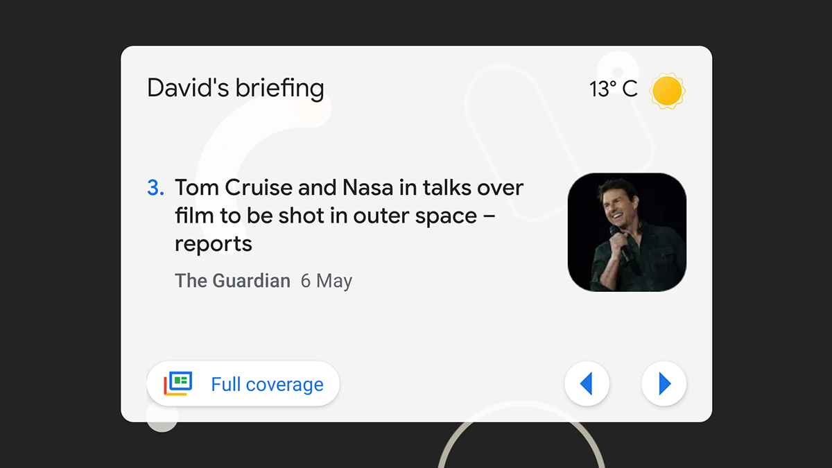 The Google News app exhibiting a snippet of a news account